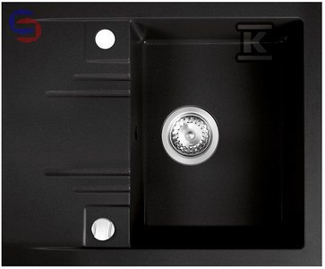 FERRO MEZZO II Zlew granitowy 1-komorowy z ociekaczem 48x58 cm grafit