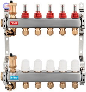 FERRO Rozdzielacz 3-drogowy stal nierdzewna 3,5kg 110x360x400mm