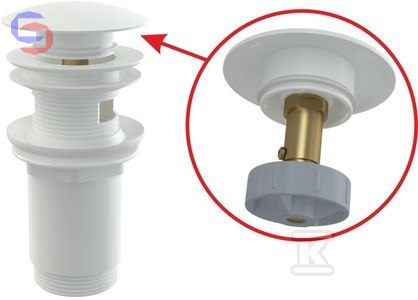 ALCA CLIK/CLAK Spust umywalki 5/4 metalowy biały z przelewem A392B