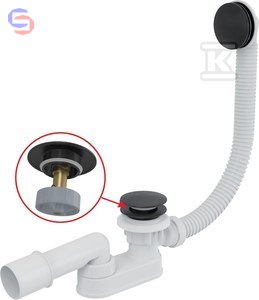 ALCA CLIK/CLAK Syfon wannowy czarny mat 0,1x0,2x0,37m