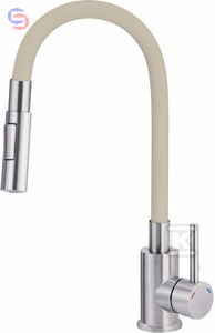 DEANTE LUNO Bateria zlewozmywakowa stal-beż elastyczna wylewka 2-funkcyjna