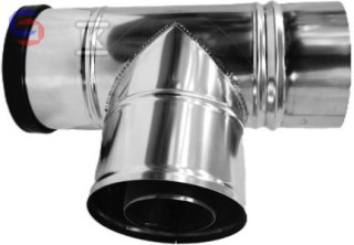 KRZYS-POL Trójnik nyplowy 90° 60/100 mm z wyczystką stalowy