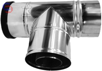 KRZYS-POL Trójnik nyplowy 90° 60/100 mm z wyczystką stalowy