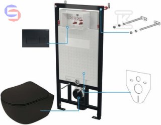 ZESTAW WC PODTYNKOWY 6 W 1 PEONIA, NERO DEANTE