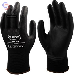 PROF Rękawice PU Lightgrip czarne 10 par 0,33kg